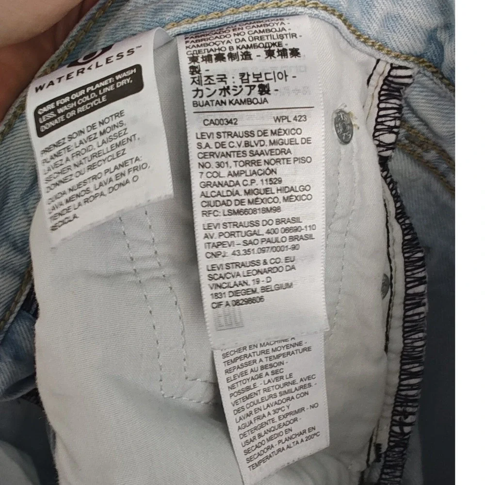 Levi's Low Pro Straight Jeans Light Wash‎ Distressed Ripped Denim Size 27